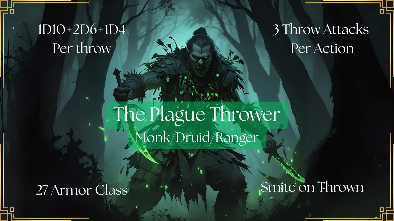 The Plague Thrower: Monk/Druid/Ranger [ Dungeons and Dragons 2024 5th Edition Character Build[