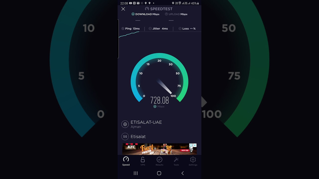 Etisalat UAE 5G VS 4G Speed