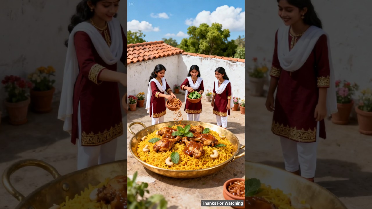 tiny girl cooking chicken biryani 😋 #ai #shorts #telugu #asmr #chickenbiryani #biryani #aistory