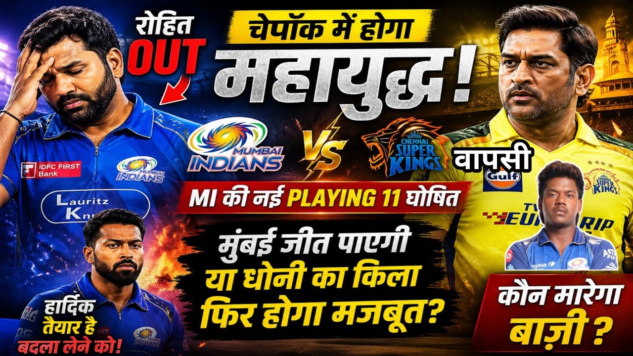 Mumbai Indians New Playing 11 vs CSK 😱 Rohit Sharma Injury Update | IPL 2026 Big Match| Robin Minz 
