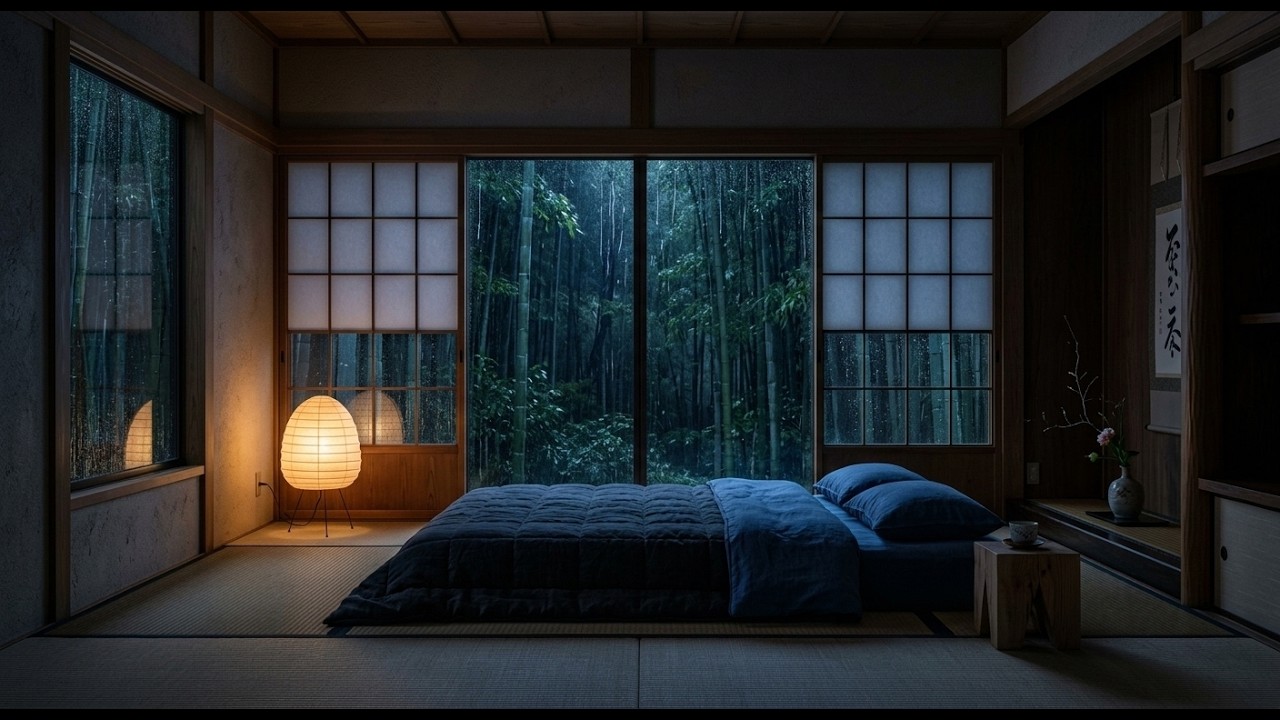 🌧 Cozy Japanese Room in the Rain | 3 Hours Rain Sounds for Sleep & Relaxation