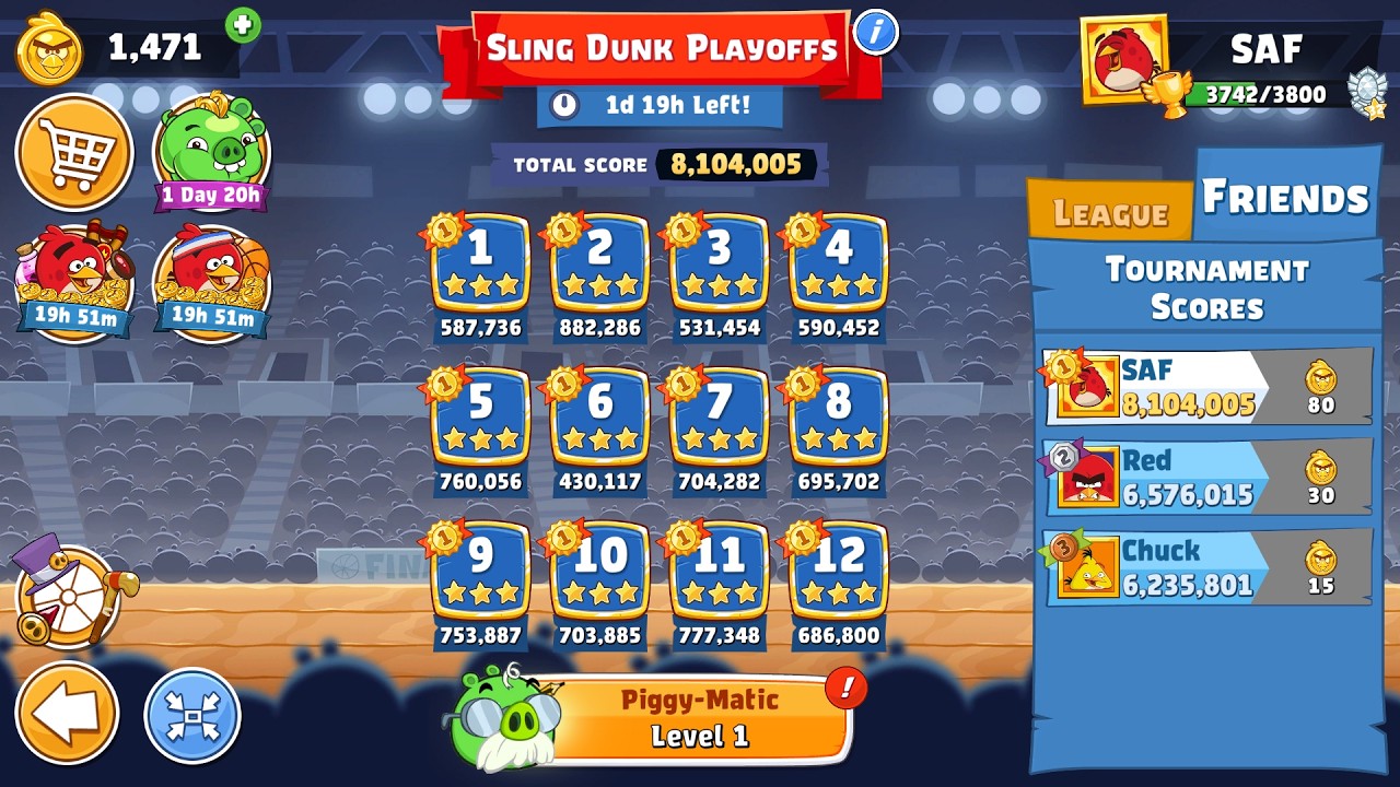 Angry Birds Friends. Sling Dunk Playoffs (23.05.2026). All 3 stars. Passage from Sergey Fetisov