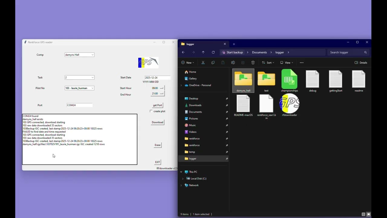 BMAA Open Series - RFlogger downloader - details and debug
