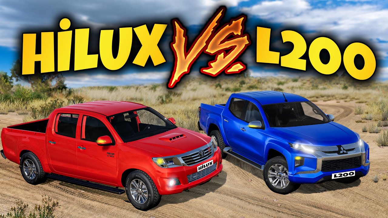 L200 VS HİLUX ARABALARIN ZORLU TESTLERİ / ABSÜRT DENEY / BeamNG.drive