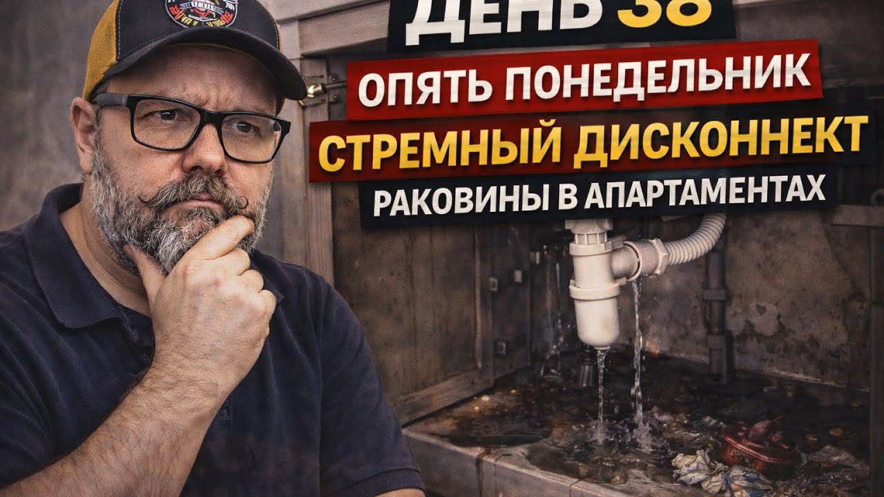 День 38. Опять понедельник. Стремный дисконнект  раковины в апартаментах 
