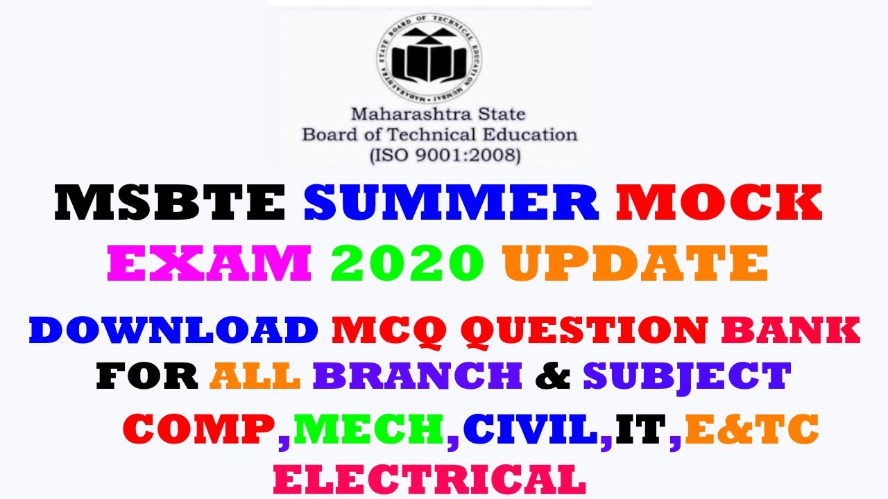 MSBTE ONLINE SUMMER MOCK EXAM 2020 UPDATE | MSBTE CIVIL,MECH,COMP,IT,ELECTRICAL,E&TC ALL SUBJECT MCQ
