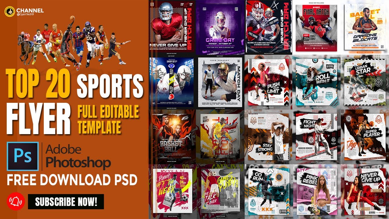 🔴Top 20 Sports Flyer In Photoshop Psd | 🔥 Free psd Sports Flyer Template  Photoshop✅