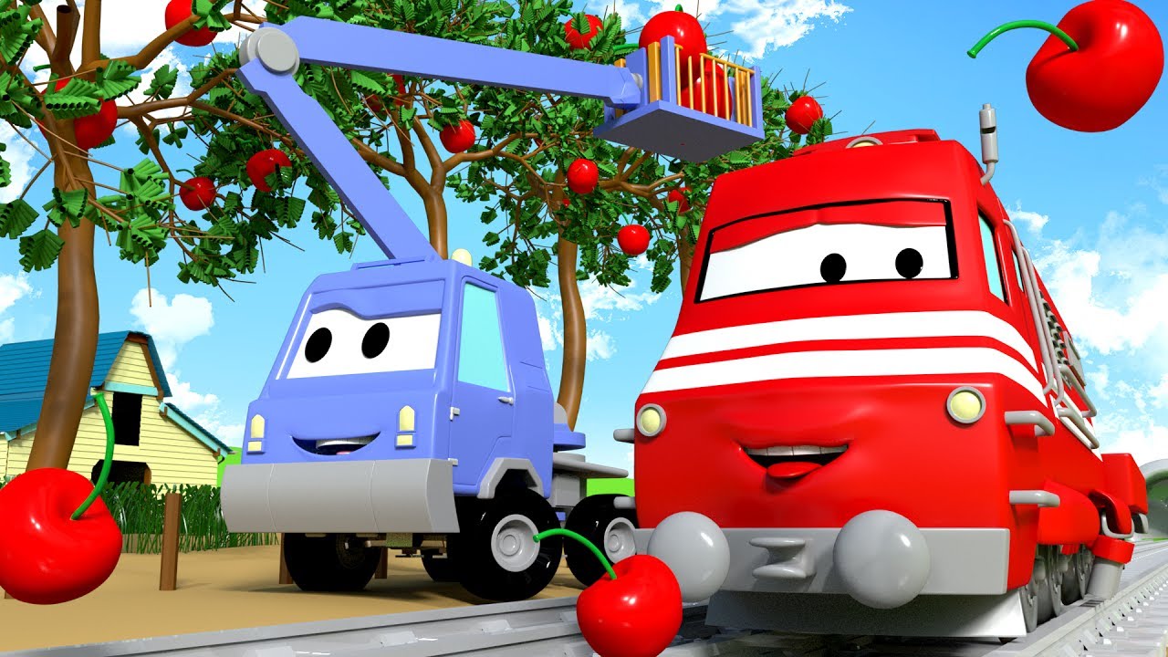 Troy The Train and Chuck the Cherry Picker in Car City | Cars & Trucks cartoon for children