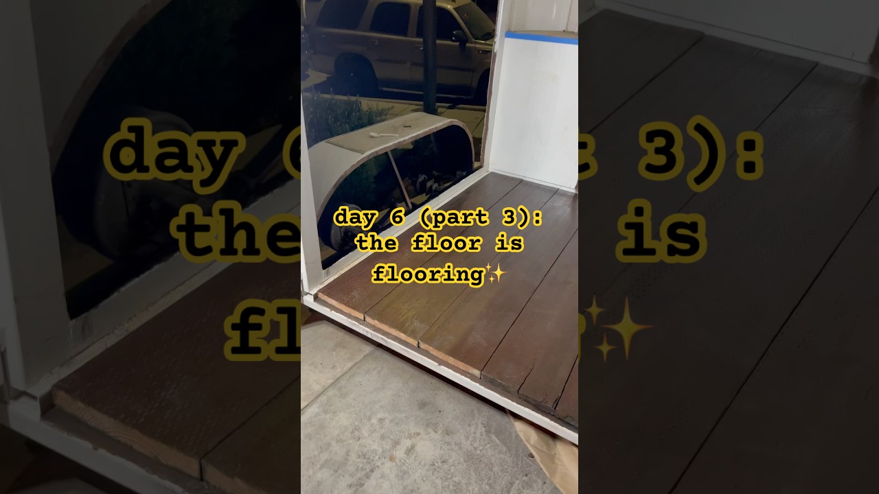 here is it! the wood floor✨🪵 #diyproject #couplegoals #smallbusiness #diy #mobilebar #horsetrailer