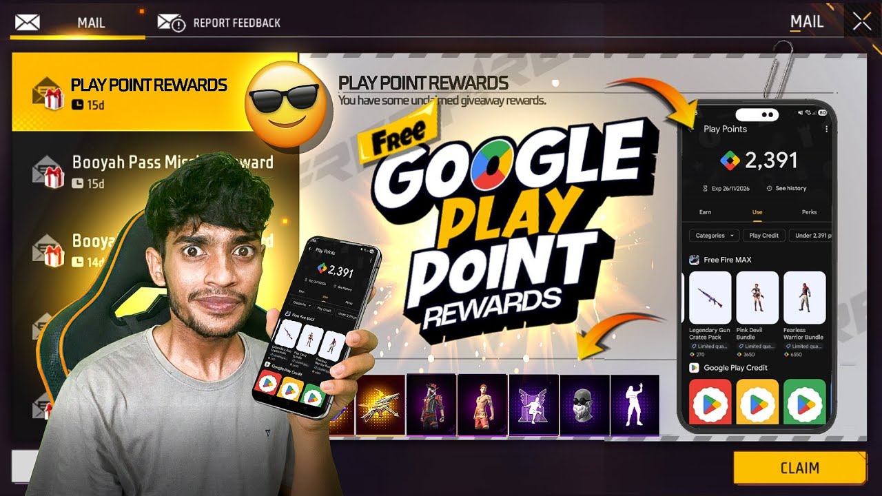 GOOGLE PLAY FREE REWARDS 🤯 Free Fire MaX