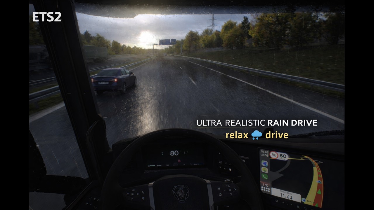 Relaxing Rain Drive in Scania | ETS2 Ultra Realistic Graphics | #ets2 #ets2mods #driving #relaxing