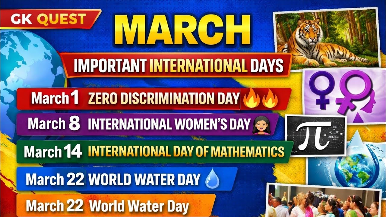 🌍மார்ச் மாத முக்கிய சர்வதேச தினங்கள் | March Important International Days | GK Tamil |போட்டி பரீட்சை