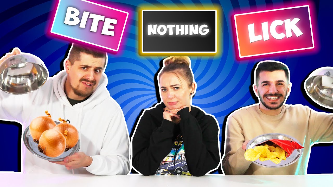 BITE, LICK OR NOTHING FOOD CHALLENGE | Rohe Zwiebel essen...