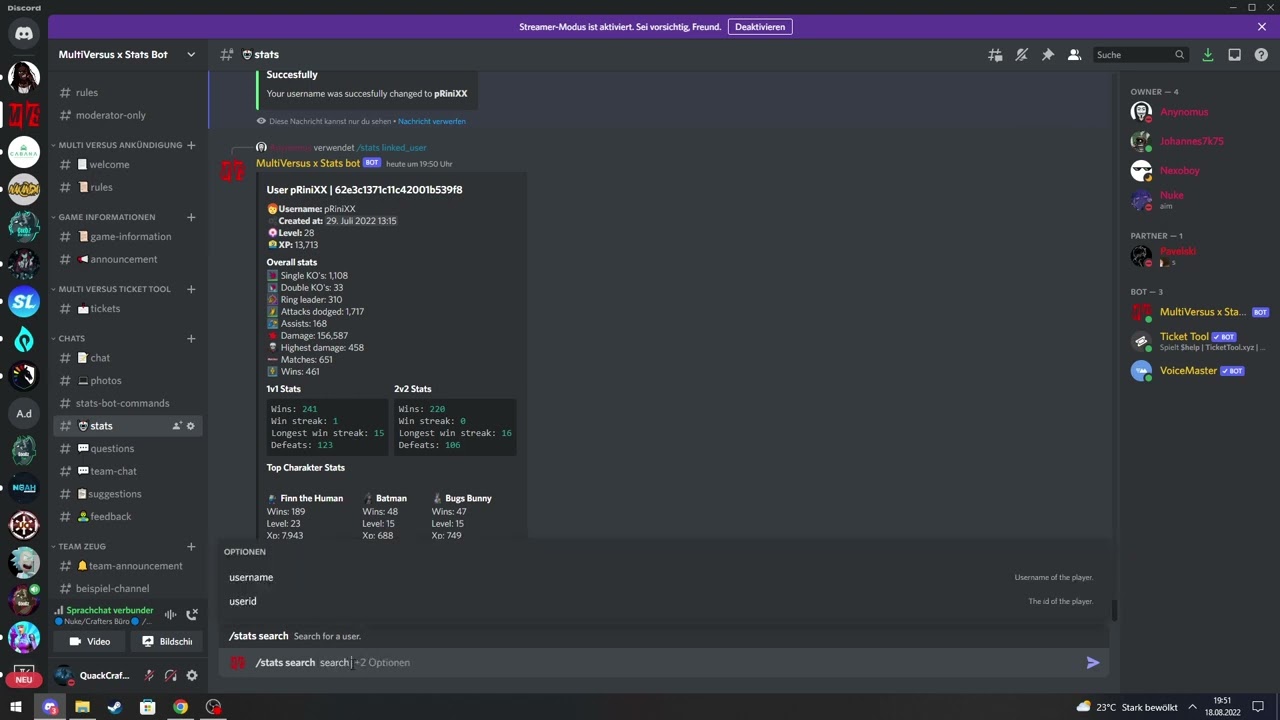 Multi Versus X Discord stats bot l Tutorial