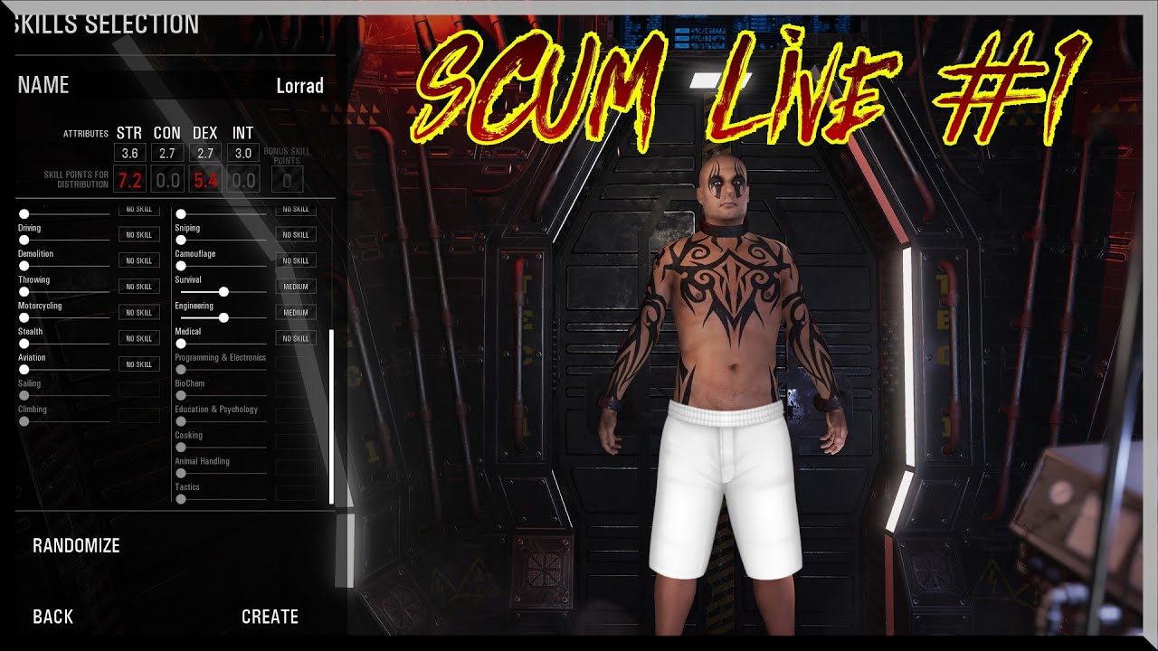 SCUM Živě Cz/sk #1 Začínáme!