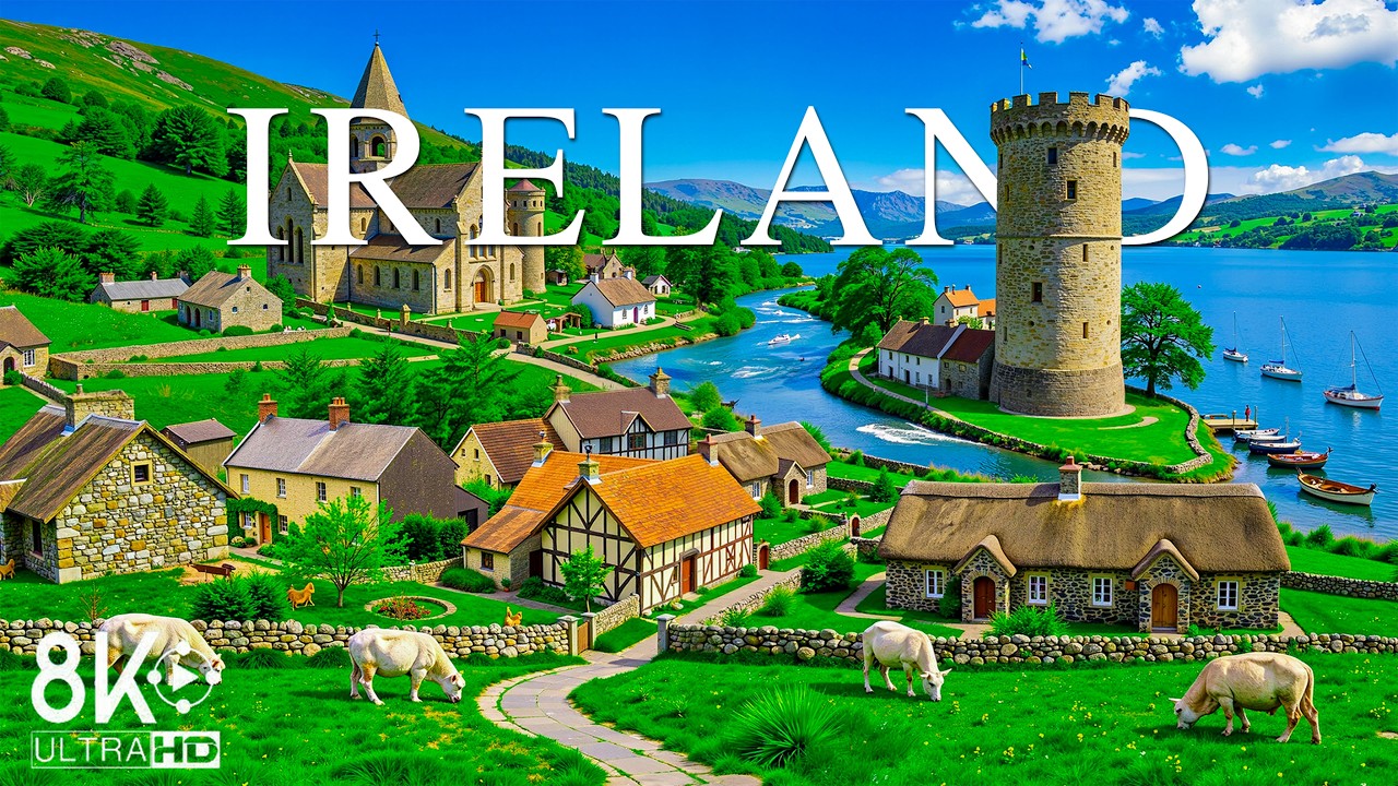 Ireland 8K | Emerald Countryside, Stone Villages & Scenic Lakes
