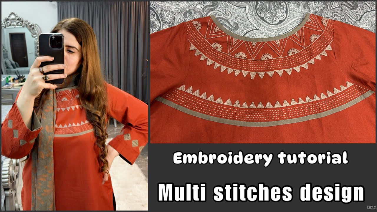 Multi stitches in one design/ Embroidery tutorial in detail / Embroidery design by Ayesha Rajpoot