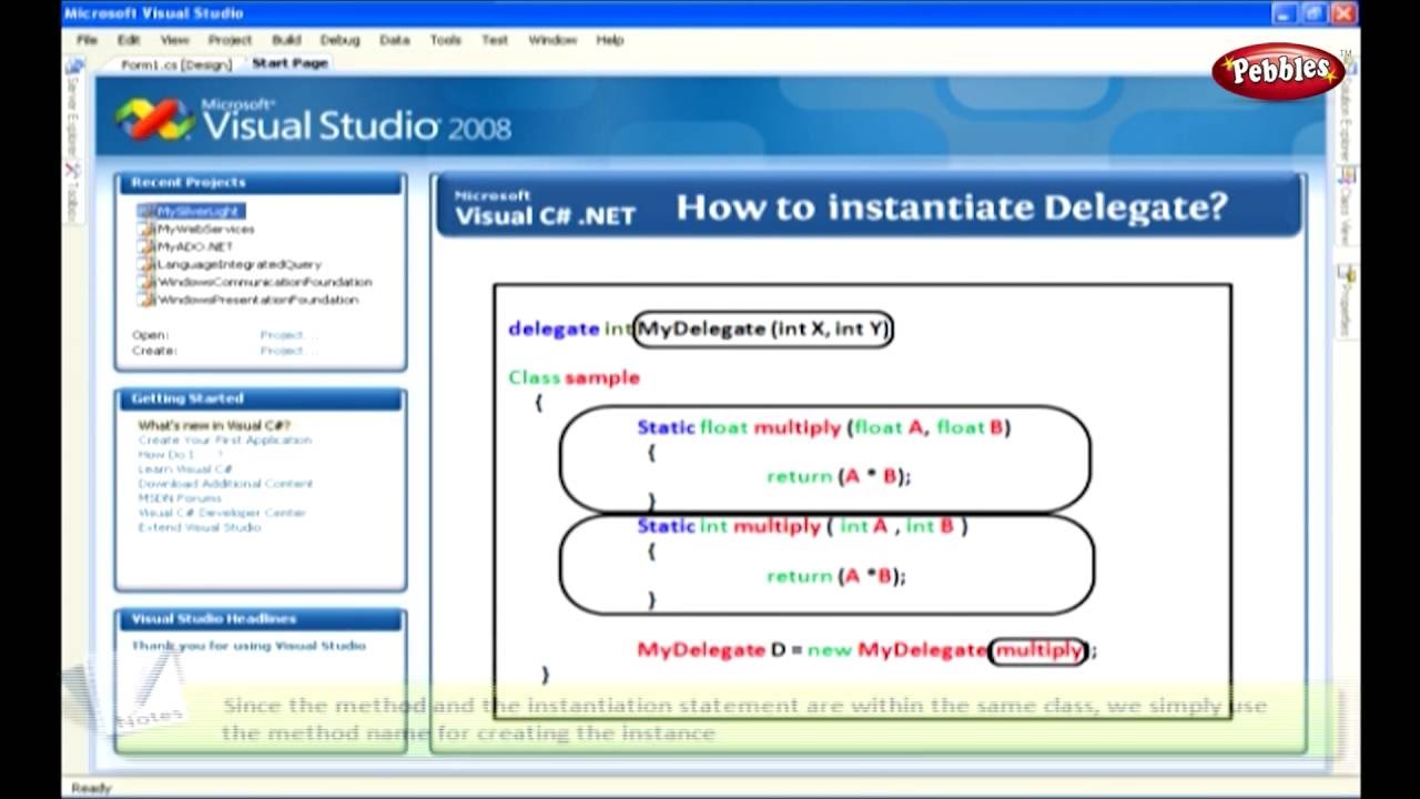 Learn C Sharp C# Net Framework | How to Instantiate Delegate