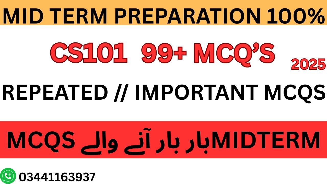 CS101 Midterm Preparation 2025 | CS101 Complete Midterm Exam Preparation | #CS101#midtermpreparation