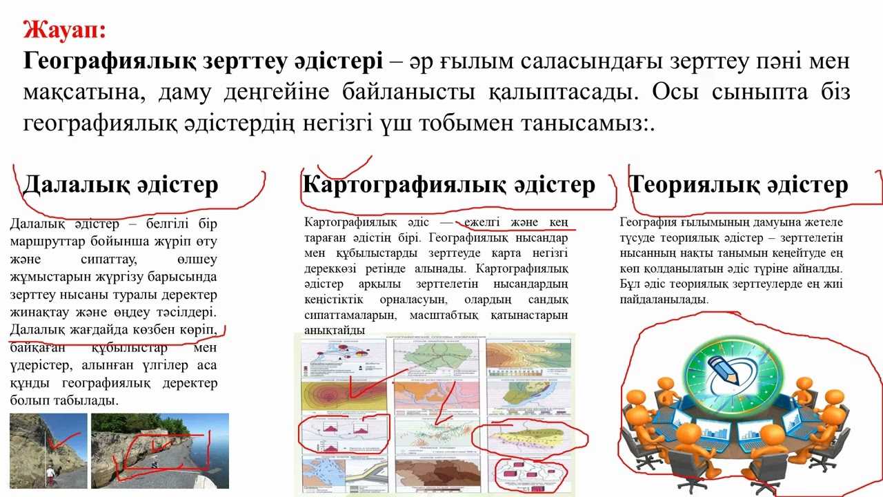 Географиялық зерттеу әдістерінің түрлері