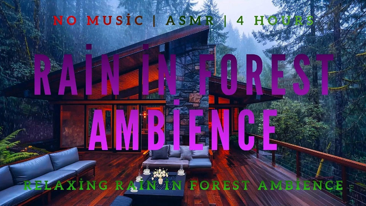 Relaxing Rain in Forest Ambience | ASMR | 4 Hours #forestrainsounds