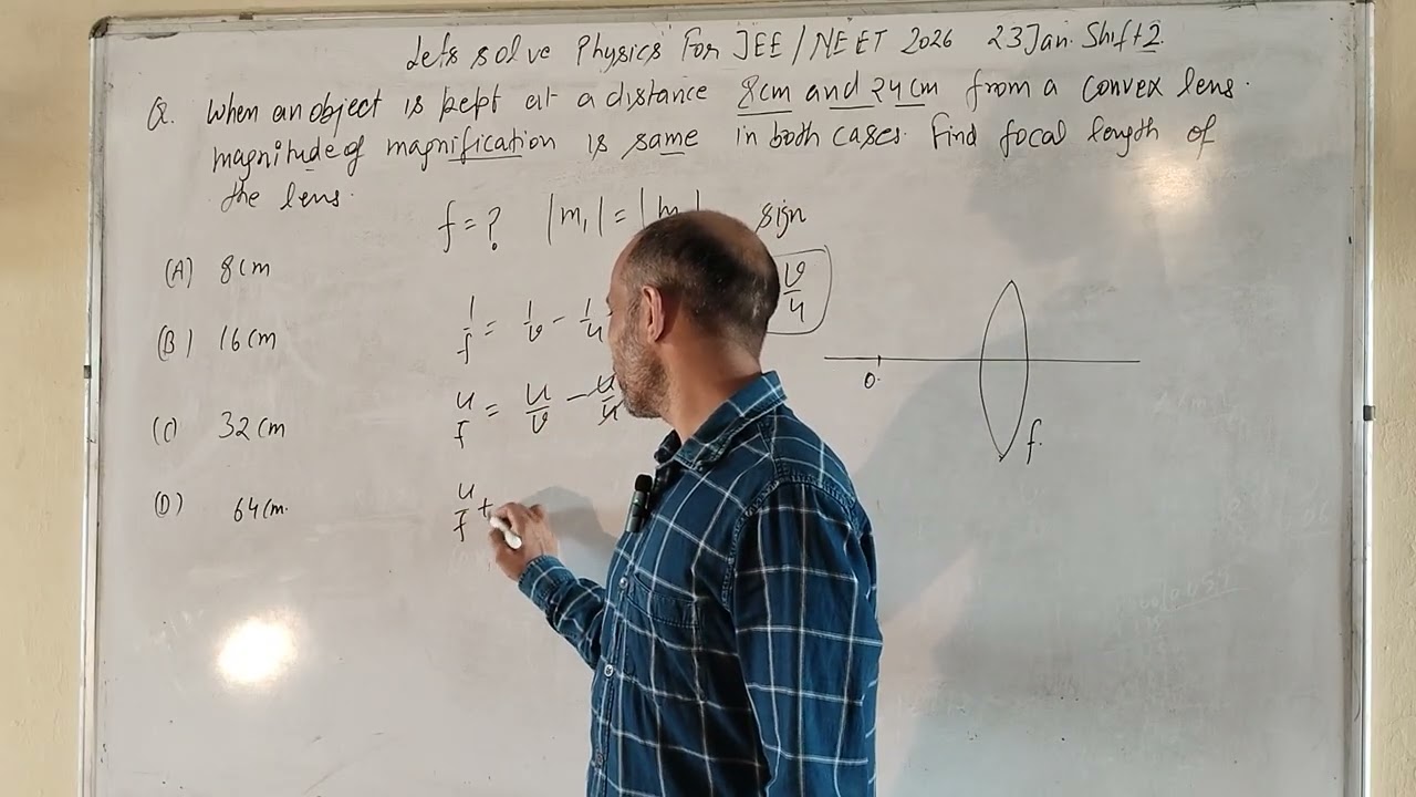 When an object is kept at a distance of 8 cm and 24 cm from a convex lens magnitude of magnification