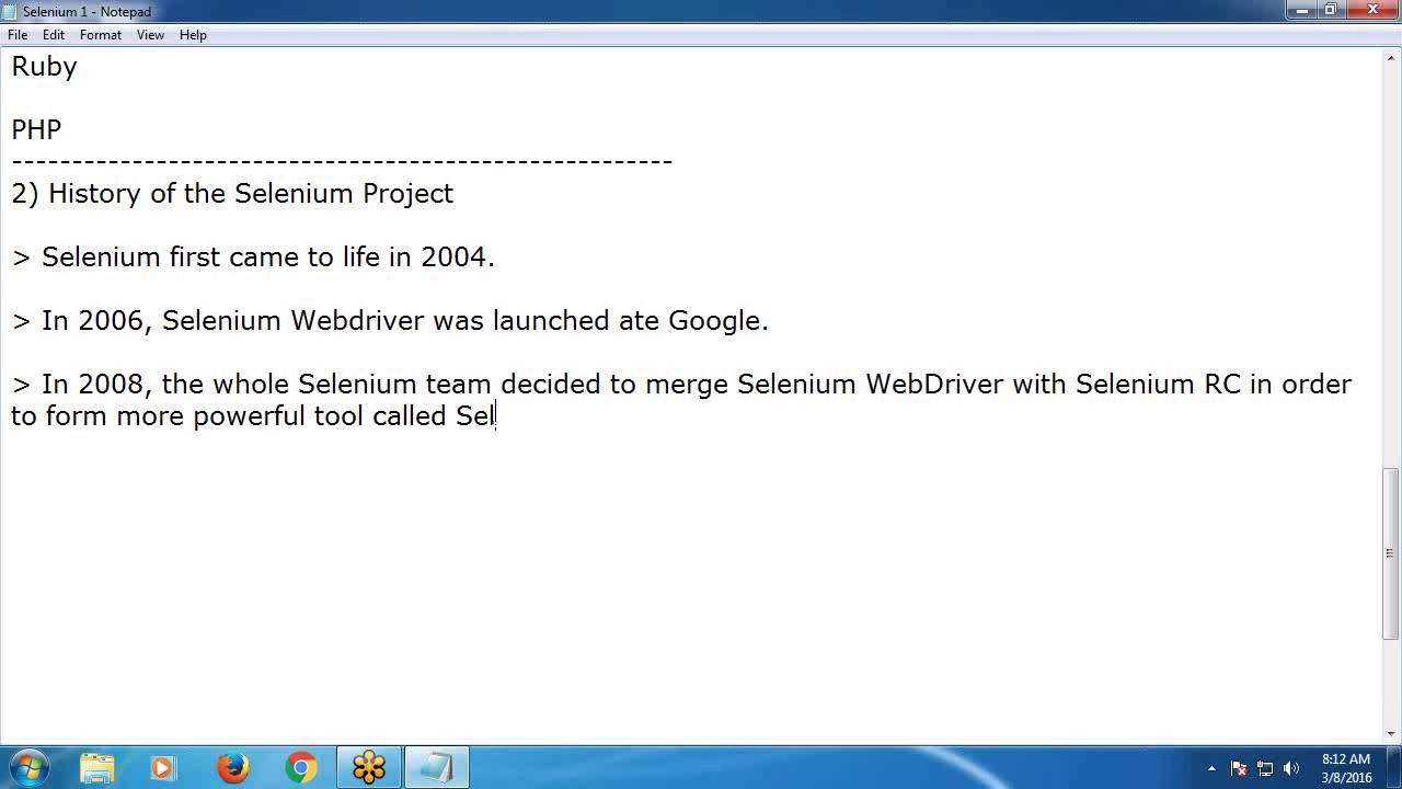 Selenium History