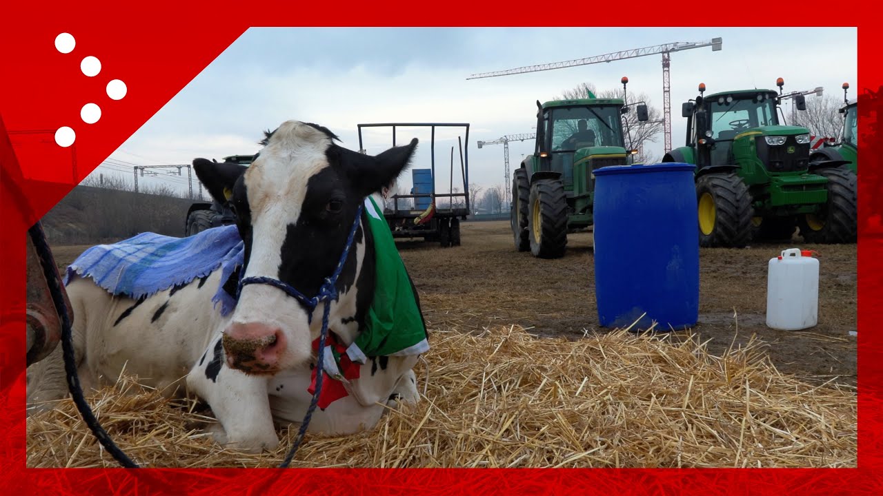 Melegnano, presidio degli agricoltori lungo la SP40 nei pressi del casello autostradale