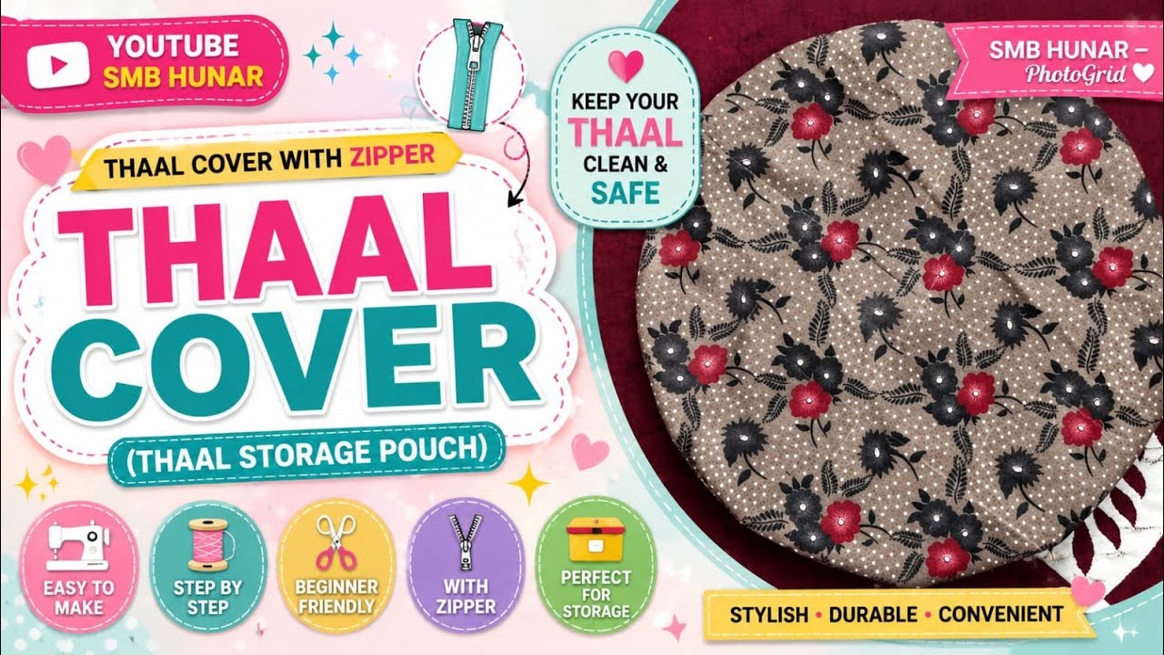 How To Make THAL COVER | THALI COVER | POUCH | GUJARATI | SMB Hunarથાલ કવર | થાલ&zwnj;ી કવર |