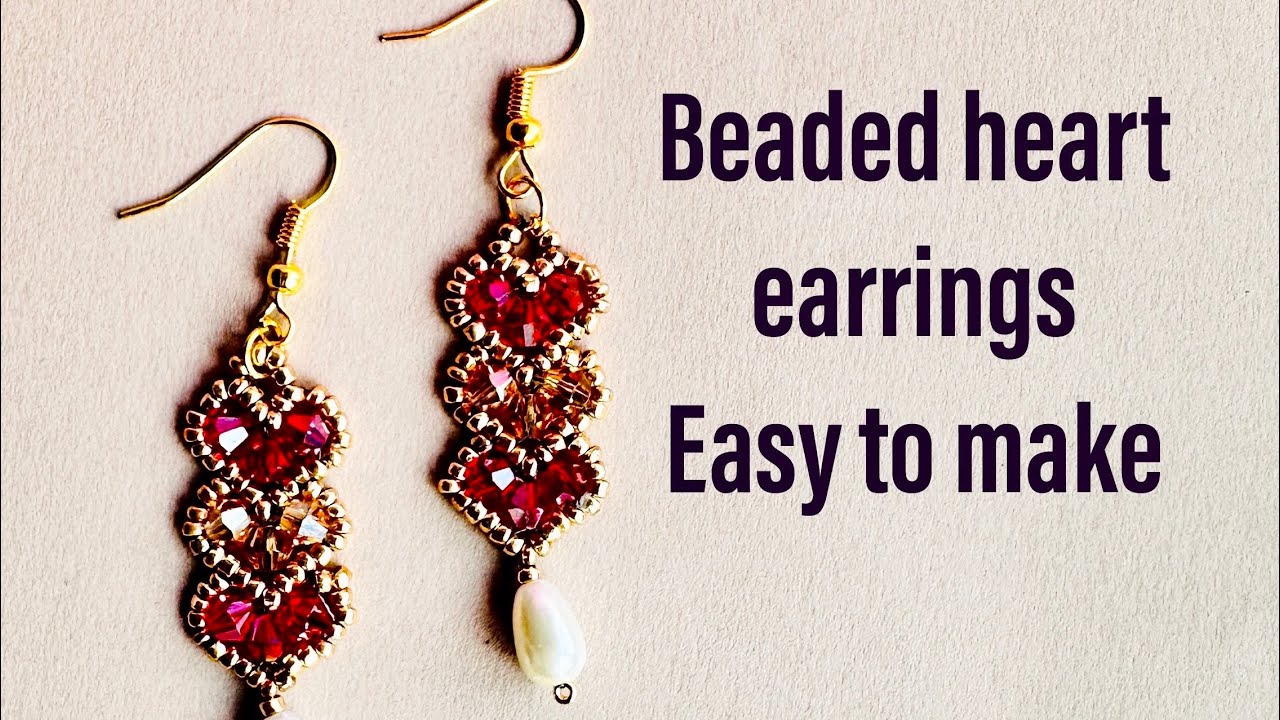 Easy Beaded Heart Earrings 💖 Valentine’s Day Tutorial (Beginner Friendly)