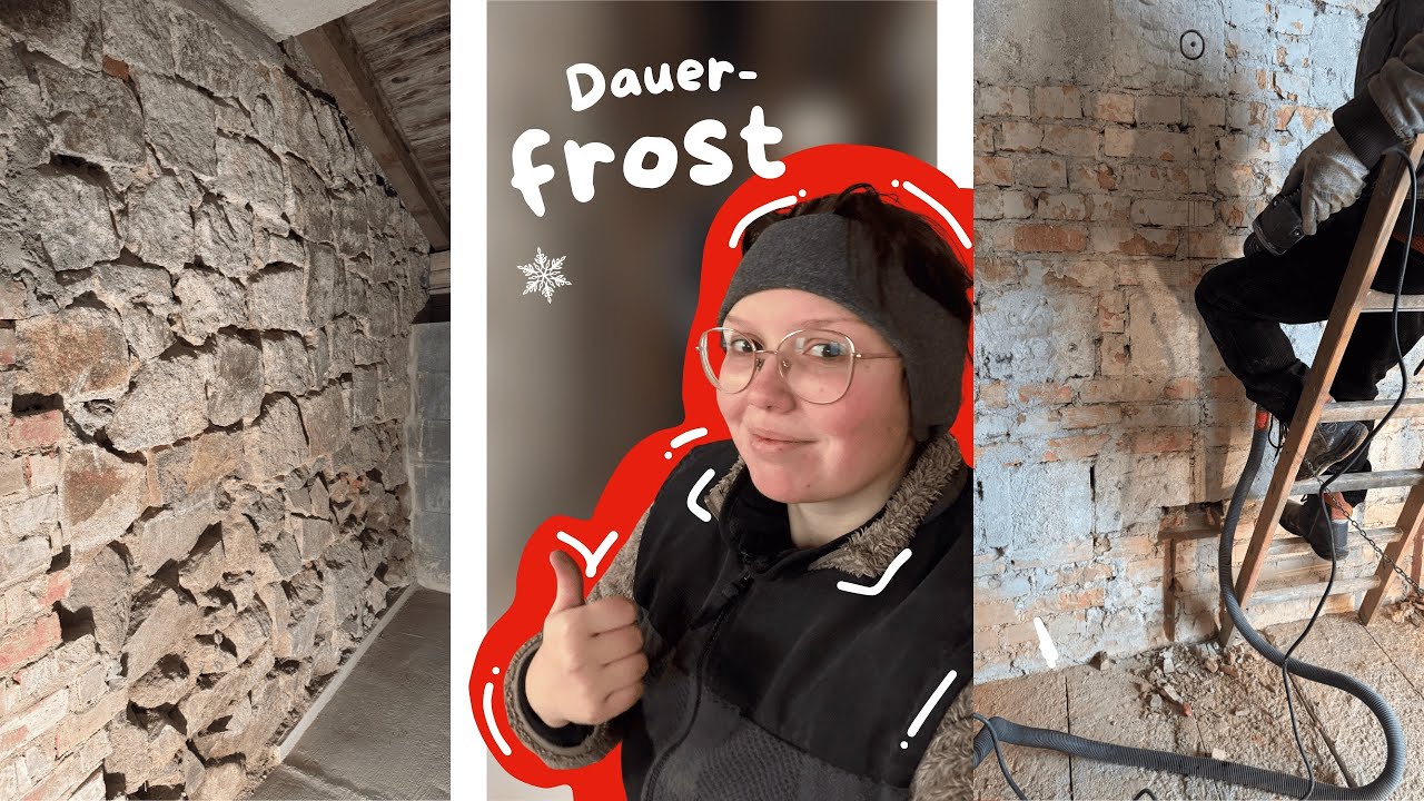 Hausbau-Vlog: Bruchsteinwände fertig & Dauerfrost! ❄️🧱💪 Stillstand? Nicht bei uns! 