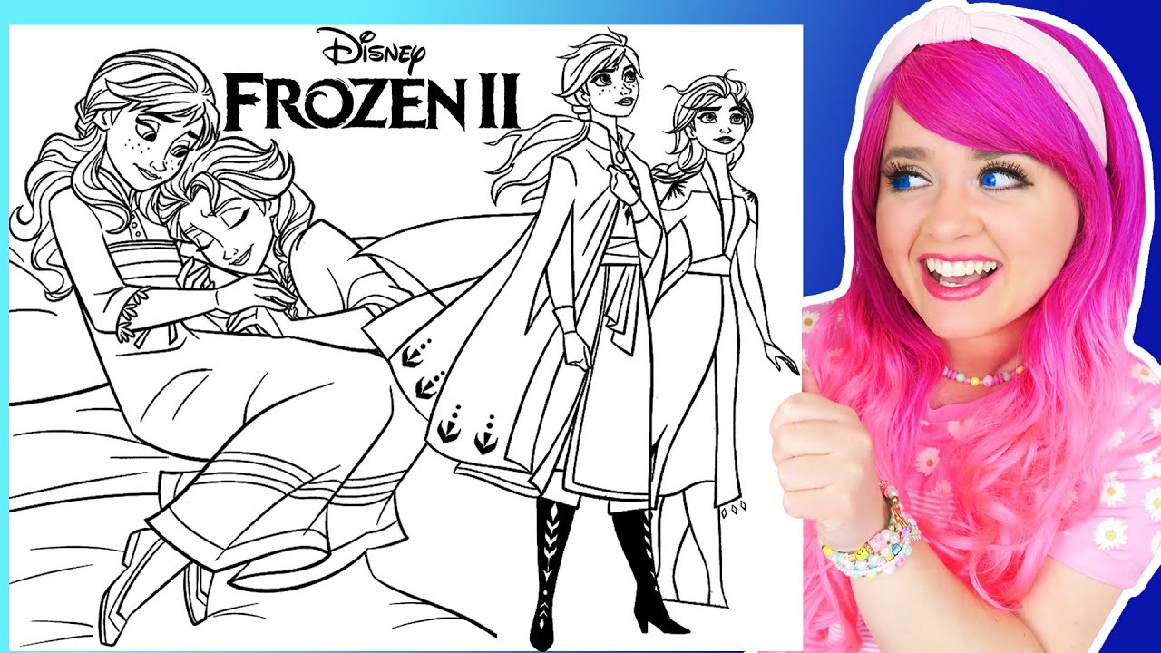 Coloring Frozen 2 Anna & Elsa Sisters Coloring Pages | Prismacolor Markers