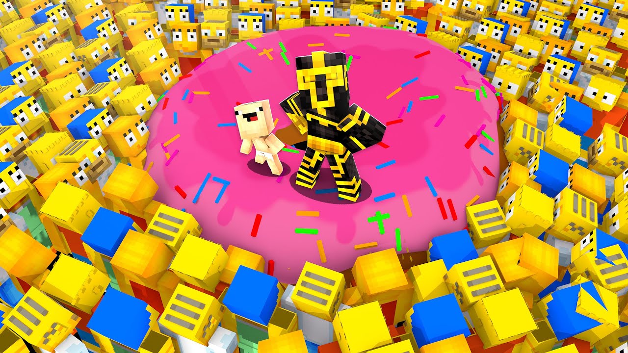 EL BEBÉ NOOB SOBREVIVE A UNA INVASIÓN DE LOS SIMPSONS EN MINECRAFT TROLL 👶