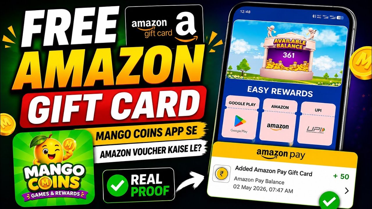 🔥 Free Amazon Gift Card 2026 | Mango Coins App Se Amazon Voucher Kaise Le? 😍