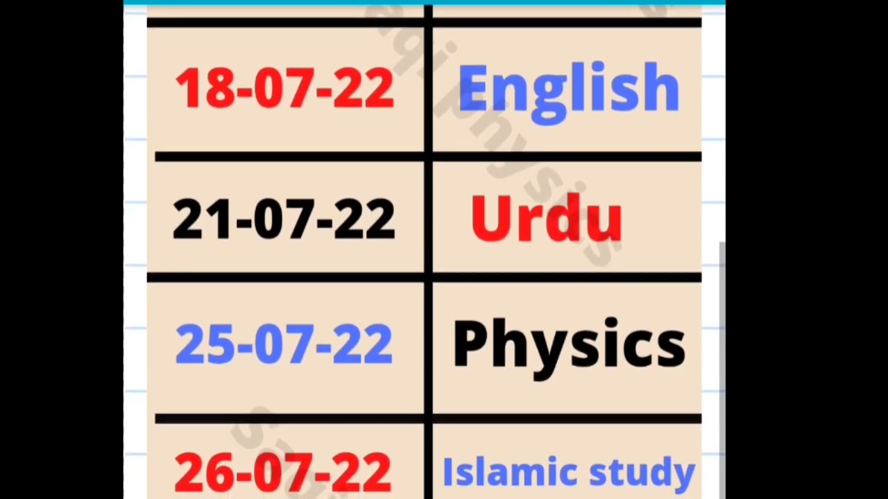 11th class date sheet 2022, datesheet 11 class,final exam date sheet 2022,#datesheet