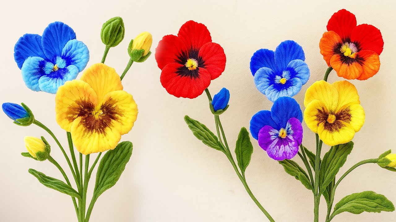 Twist & Bloom🌸 You Won't Believe How Easy These Beautiful Pansy Flowers from Pipe Cleaners Are!