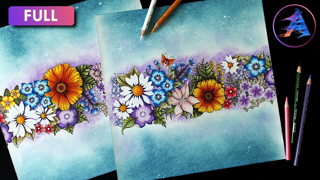 How to color a spread page in WORLD OF FLOWERS Coloring Book by Johanna Basford | With Prismacolor