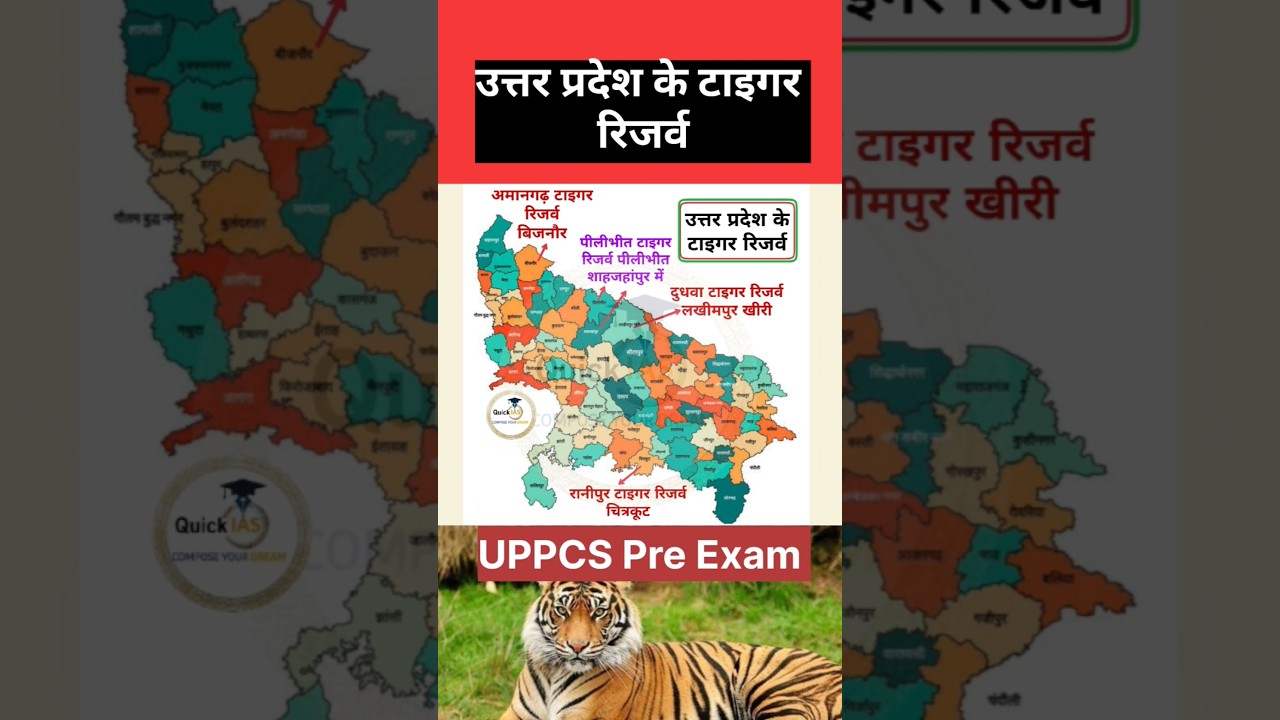 उत्तर प्रदेश के प्रमुख टाइगर रिजर्व | Tiger Reserves In U.P #shorts #ytshorts