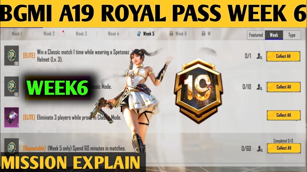 BGMI A19 ROYAL PASS WEEK 6 MISSION EXPLAINED I WEEK 6 RP MISSIONS EASY  TIPS & TRICKS 