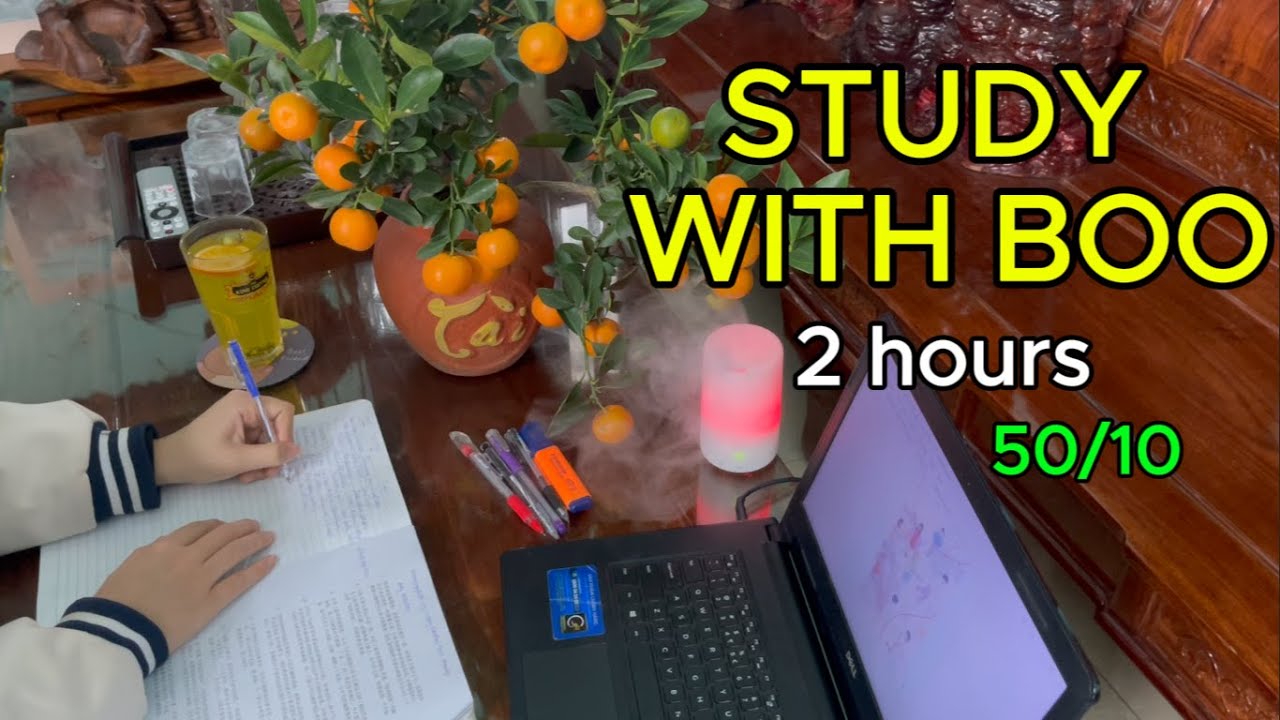 #133 🌙 2 HOURS STUDY WITH ME 🍵  Late Night  Pomodoro 50-10  Real Time  Ambient Sound