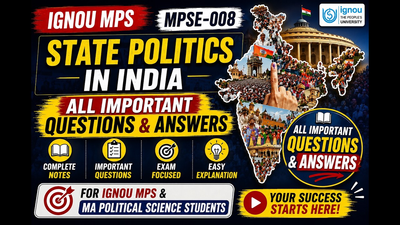 MPSE-008 State Politics in India | Most Important Questions & Answers | IGNOU MPS