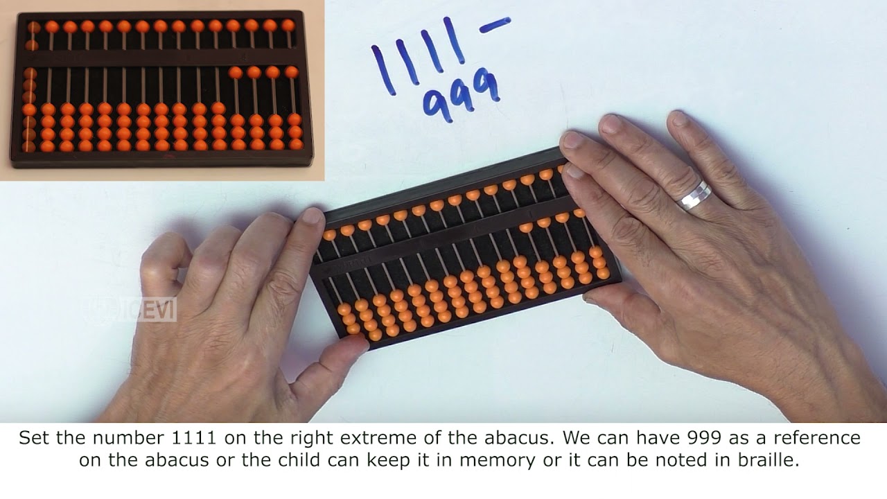 #40 Abacus subtraction -  Example: 1111 - 999