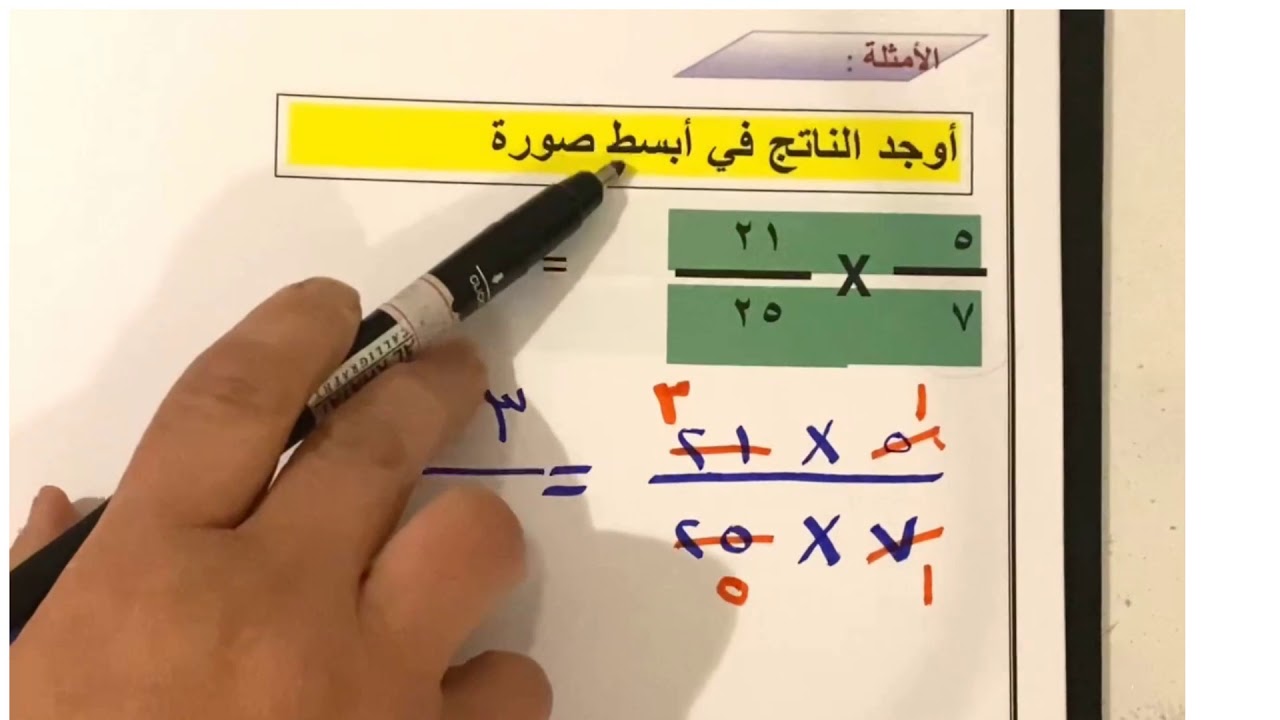الوحدة السابعة بند 7   6 ضرب الكسور