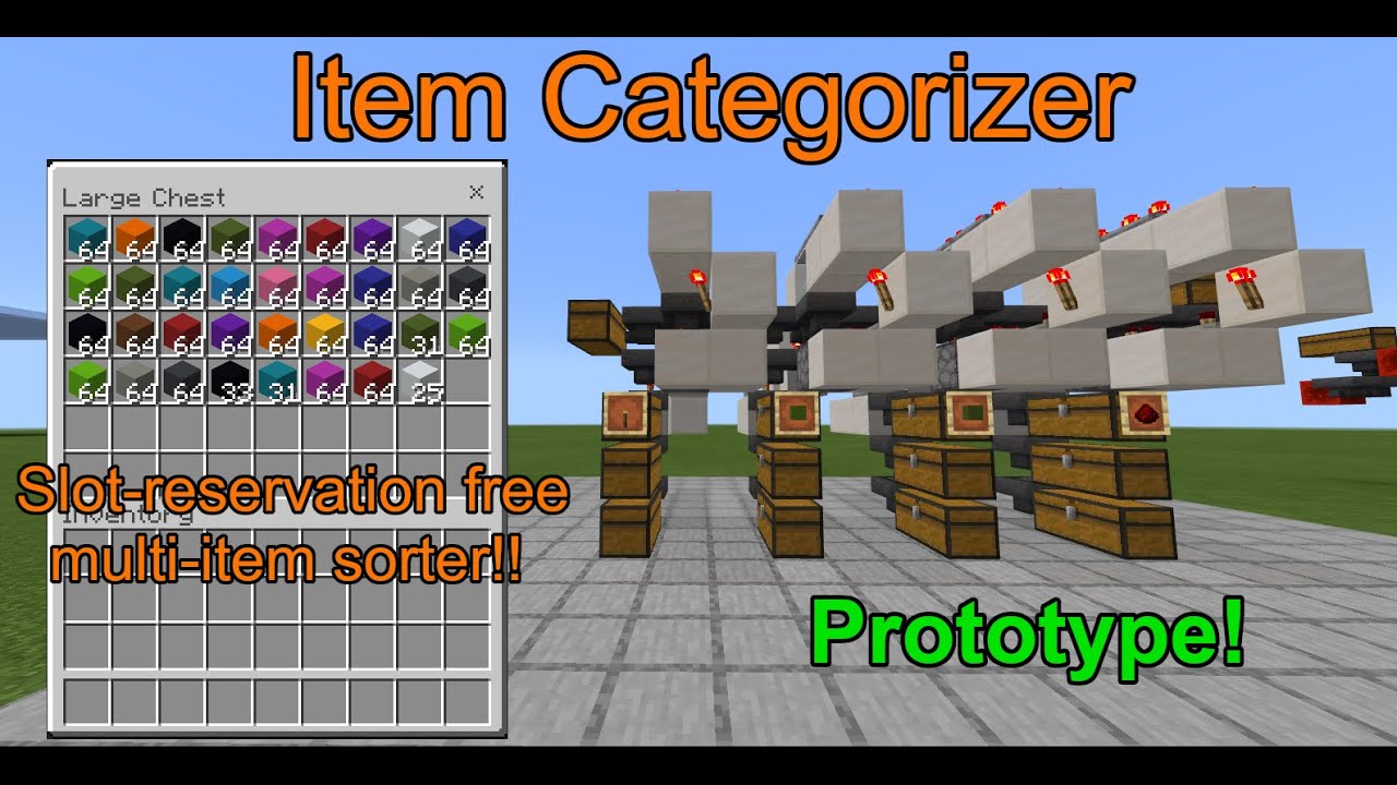 SaberTech - PROTOTYPE Item Categorizer / Slot-Reservation Free Multi-item Sorting System -- Bedrock