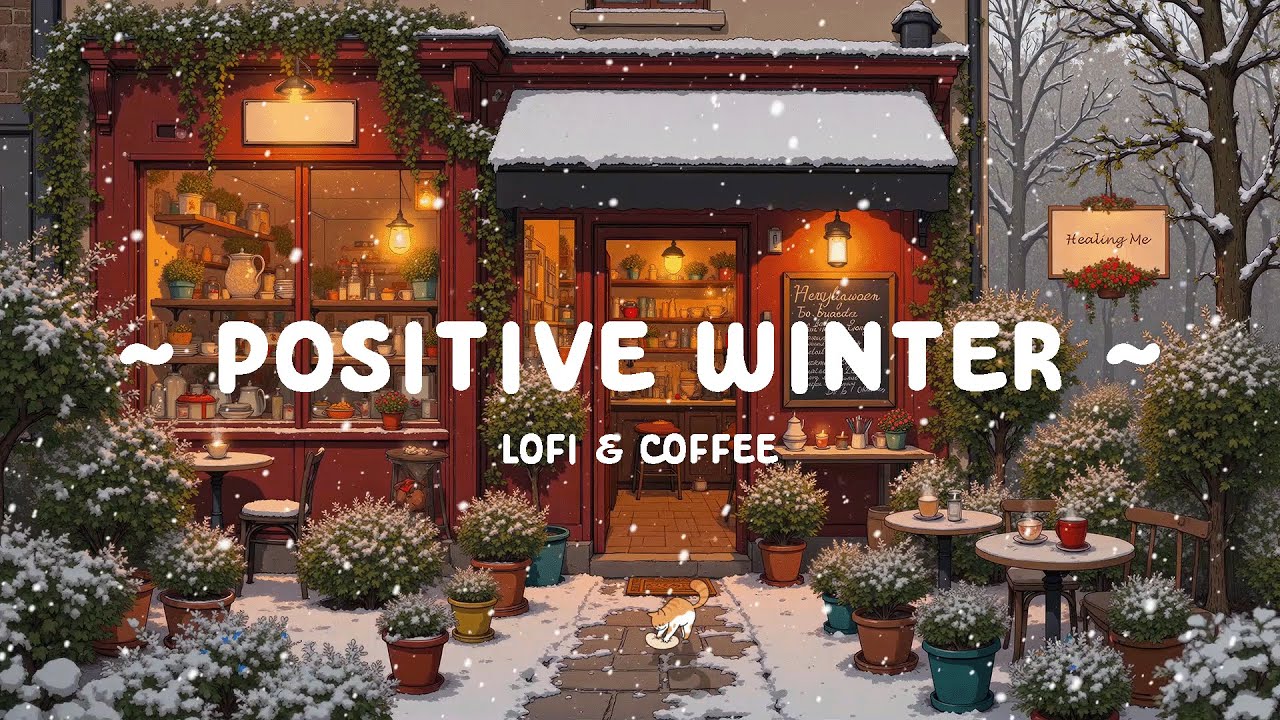 Sweet Christmas Cafe ❄️ Outdoor Snowy in Quiet Street ☕ Lofi Cafe for relaxing, chilling