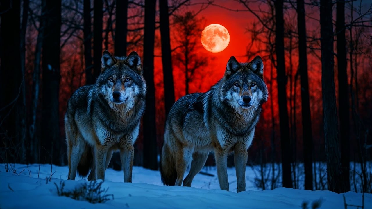 Wolves howling in the night. 🐺 8 hours of wolf sounds
