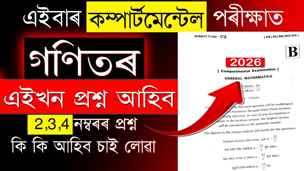 Maths Common Questions for HSLC Compartmental Exam 2026  | Descriptive Part | MATHEMATICS | MAS TR