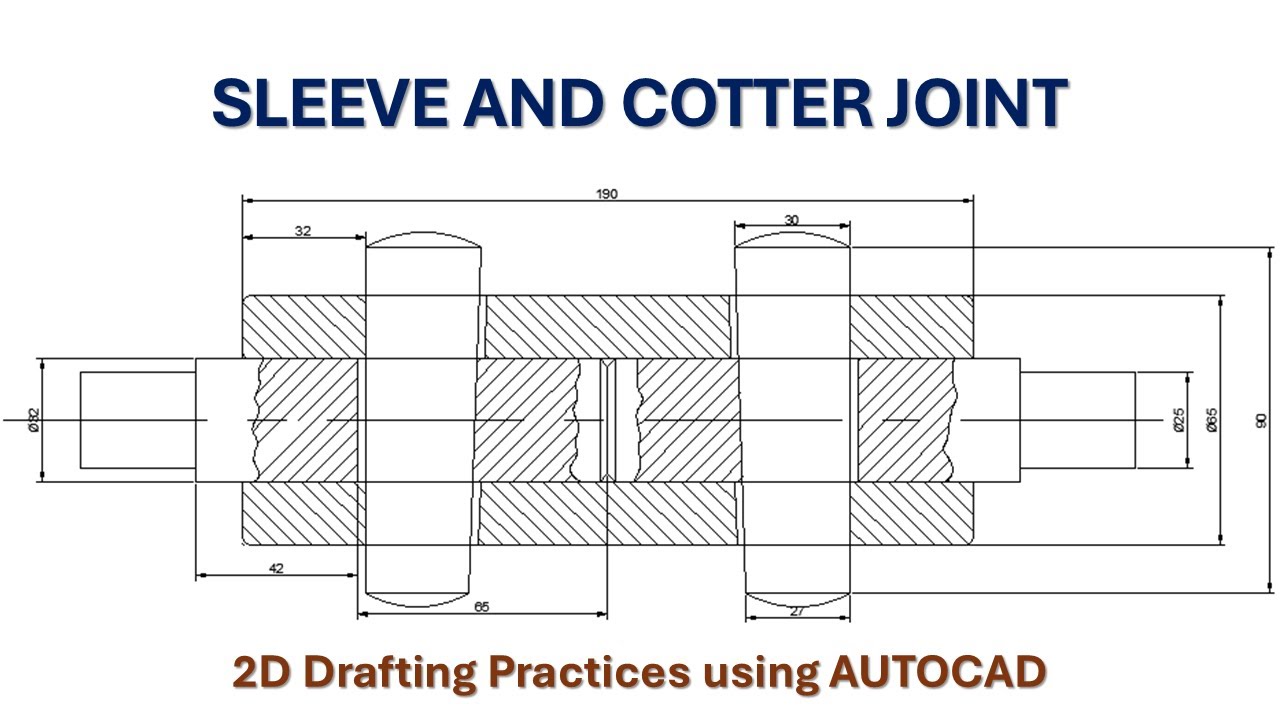 2D-чертеж узла муфтового и шплинтового соединения в AutoCAD