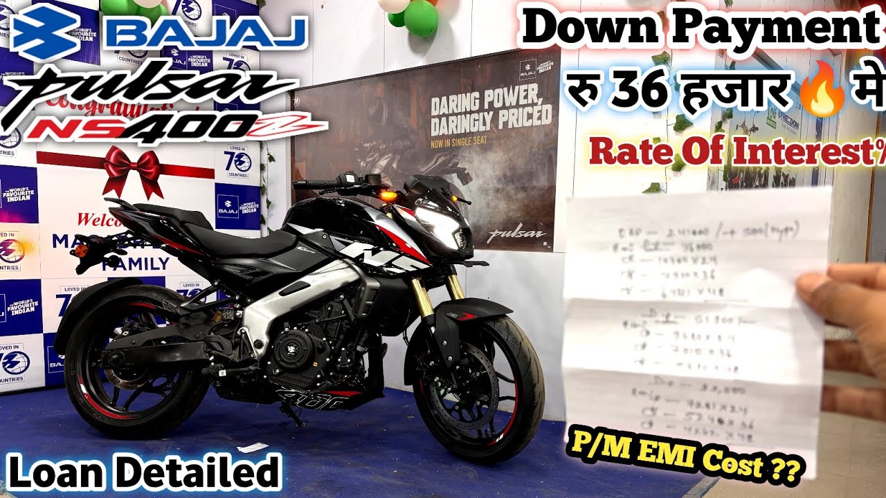 New Bajaj Pulsar NS 400Z Finance || Down Payment & P/M EMI Cost ?? Rate Of Interest% | Loan Detailed