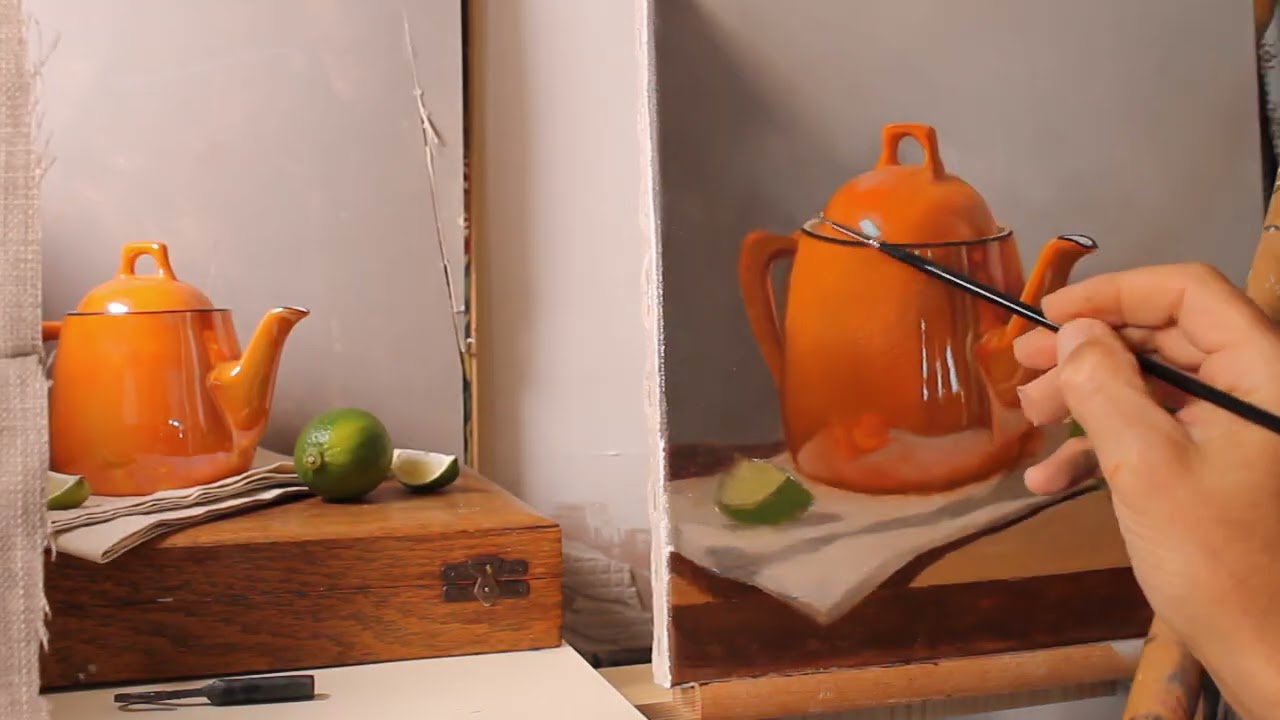 Still life oil painting - Orange and Lime